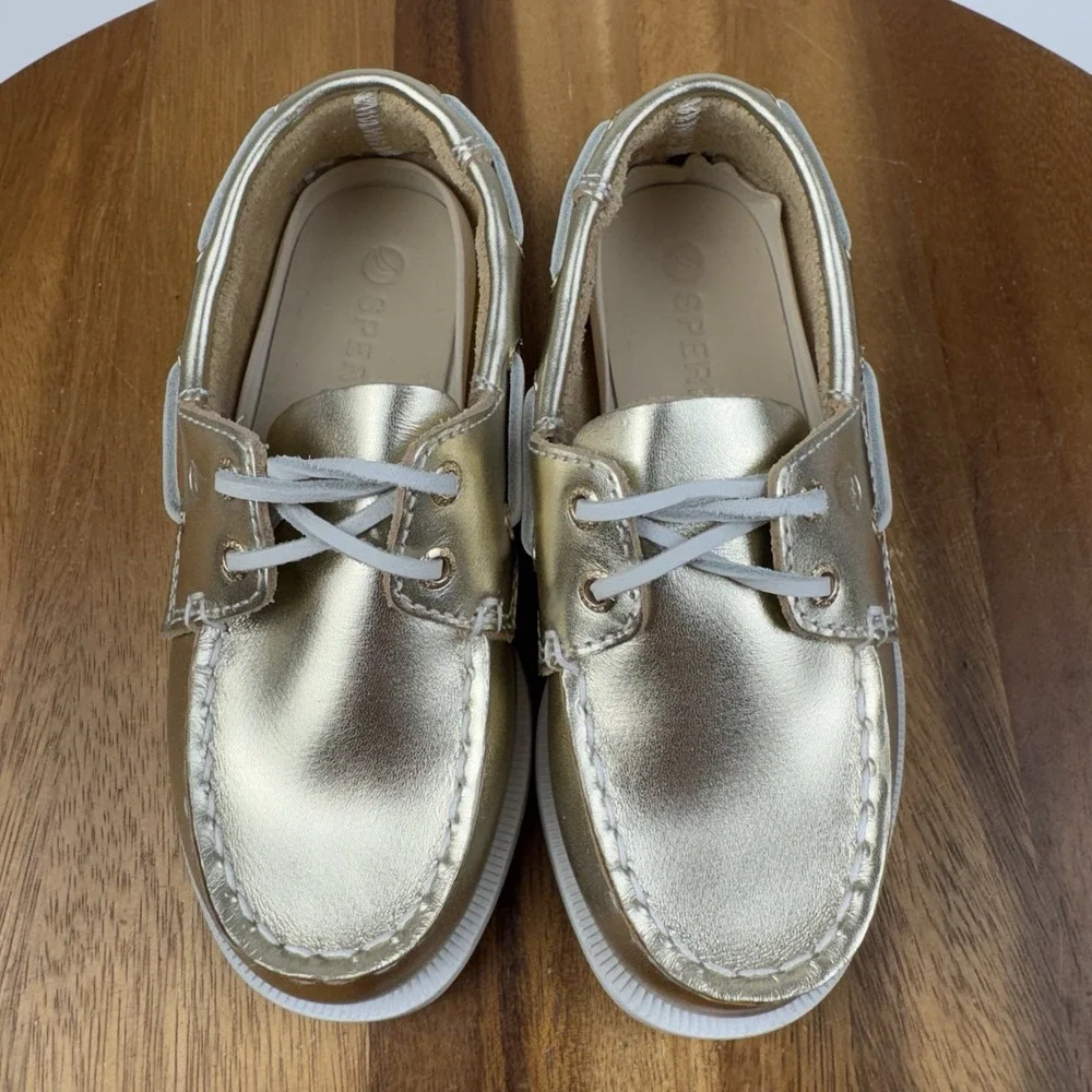 Little Kids Sperry Top-Sider Authentic Original Gold Metallic Boat Shoes SZ 11 C